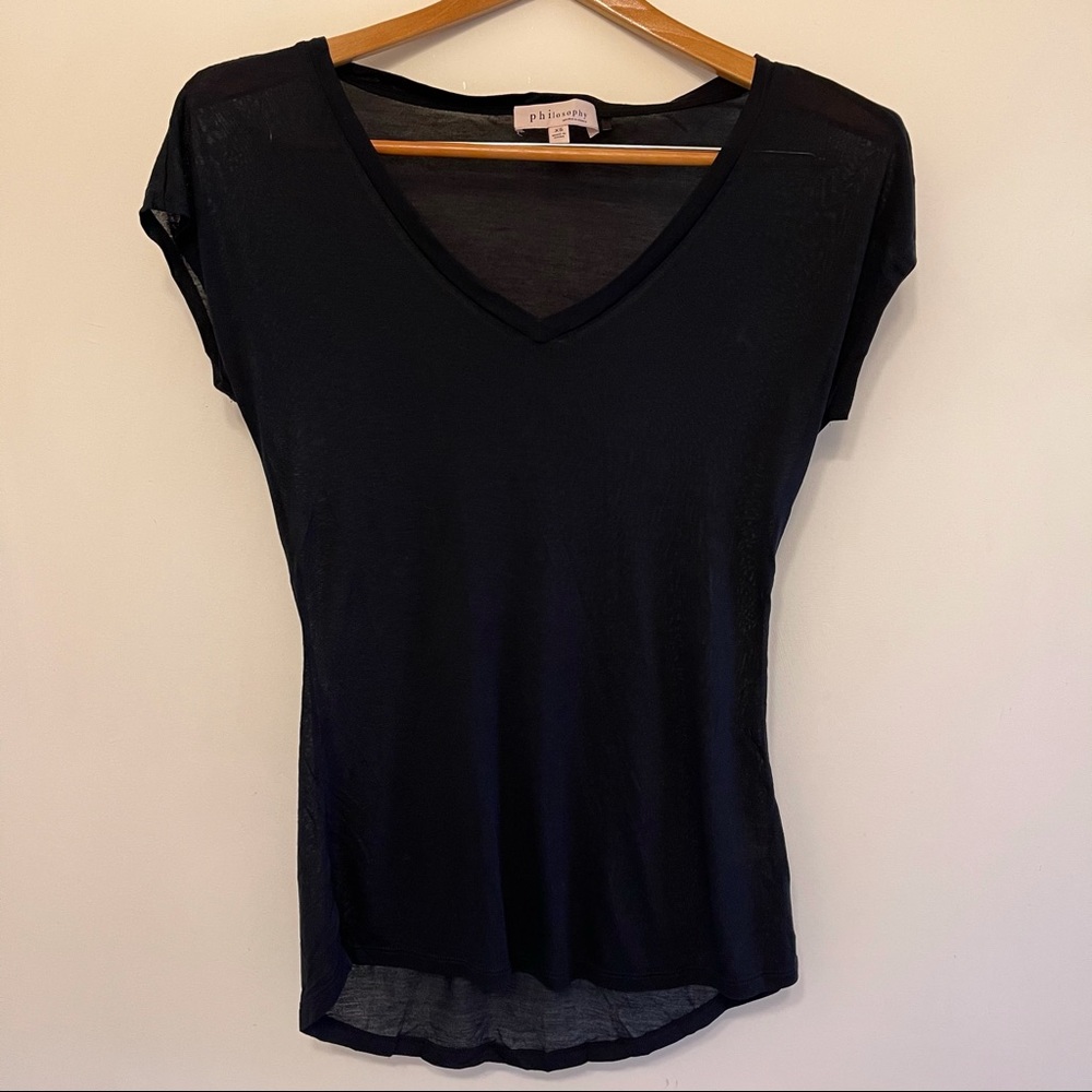 Philosophy Semi Sheer Shirt Size XS Black